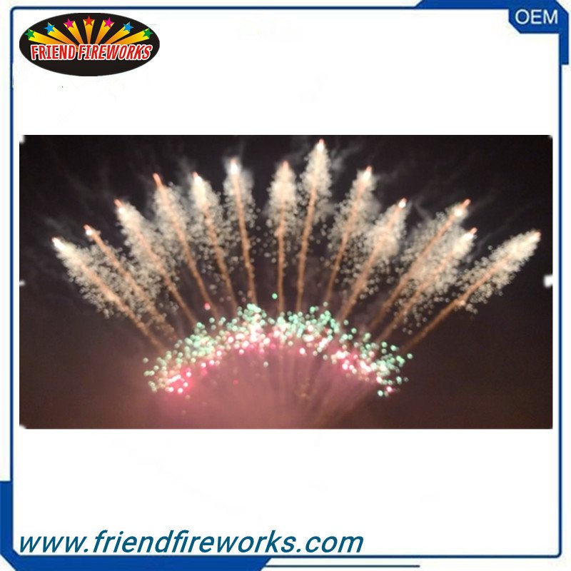 Item No:OYDC126501 1.2 Inch 65 Shots Fan Red Green Glitter Mine,Golden Chrysanthemum Tail