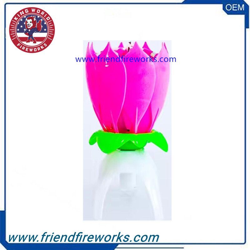 Birthday Party Automatic Lotus Music Birthday Flower Candles Sparkling Magic Fireworks Cake Candles For Birthday Made in China
